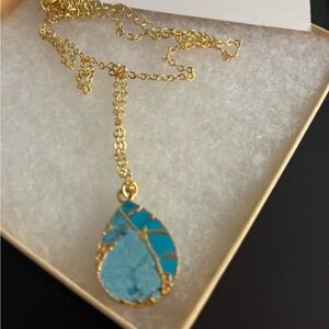 Natasha Denona Gold Chain with Blue Teardrop Necklace, new from Nordstrom